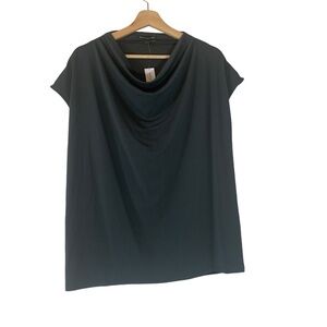 Banana Republic Black Cap Sleeve Cowl Neck Womens Blouse Size Large